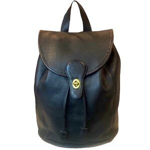 Vintage COACH Black Leather Weekend Backpack Rucksack Large Daypack 9943 USA COA